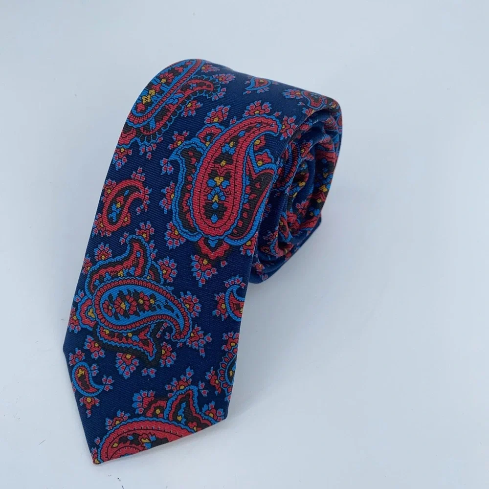 Eton Tie Mens One Size Multi Paisley Silk Classic Luxury Necktie England Made